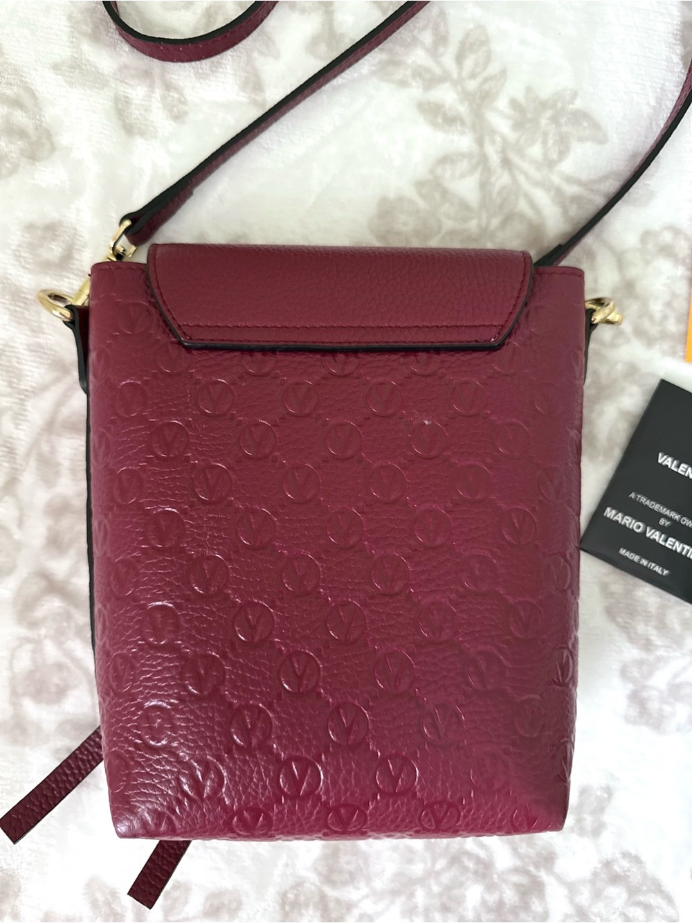 Valentino By Mario Valentino Salma Medallion Leather Crossbody in Burgundy - Picture 4 of 11